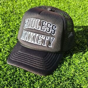 Black Trucker Hat with White Embroidery